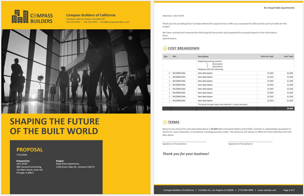 2-page-Construction-Proposal-Template-Cover-Intro-Cost-Terms-Signatures-V3