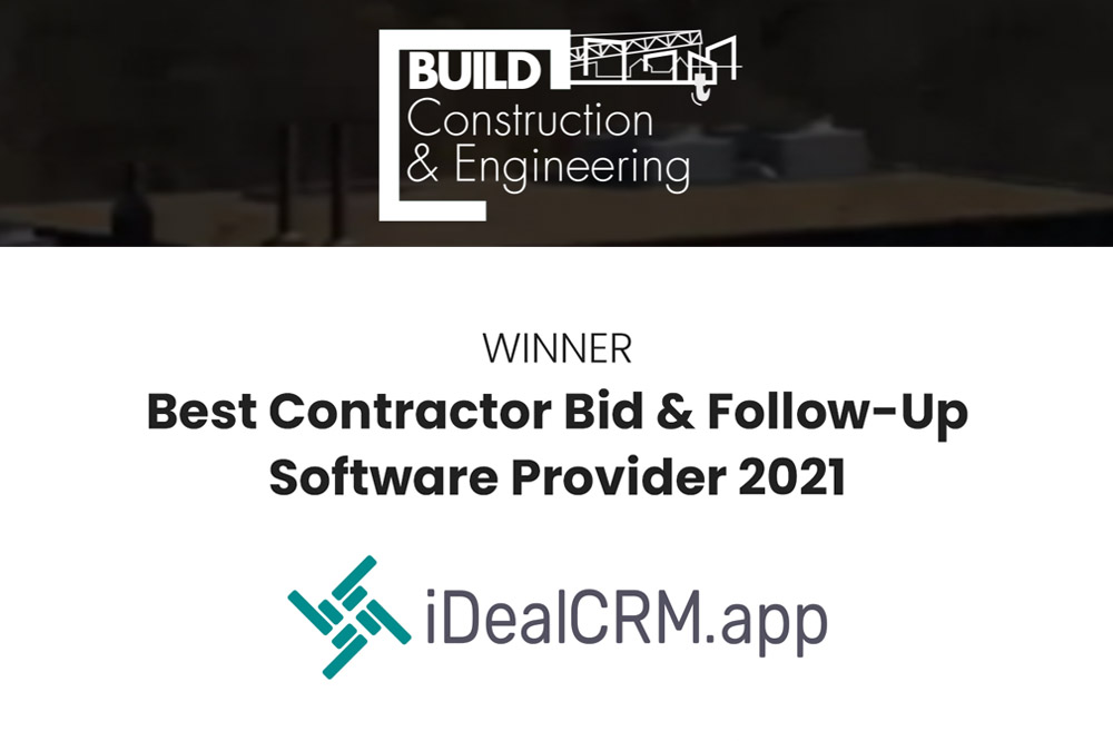 iDeal CRM Awarded Best Contractor Bid & Follow-Up Software Provider 2021