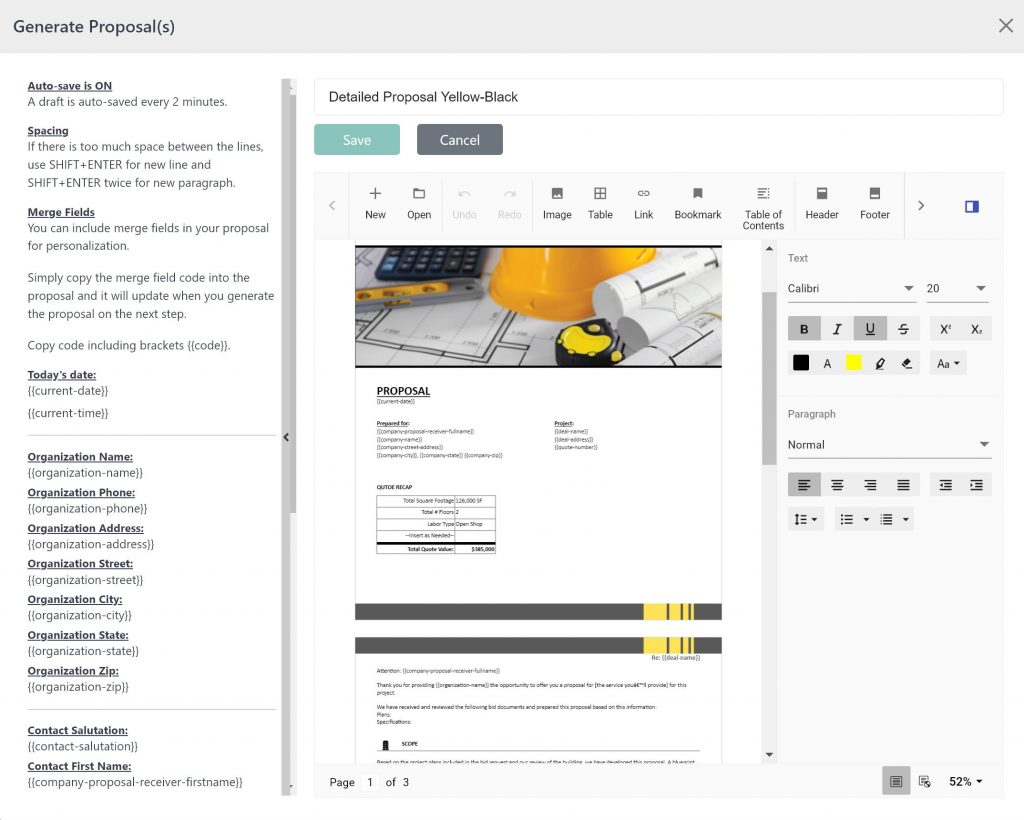 Construction Proposal Software - Word Proposal Generator - Generate Proposals