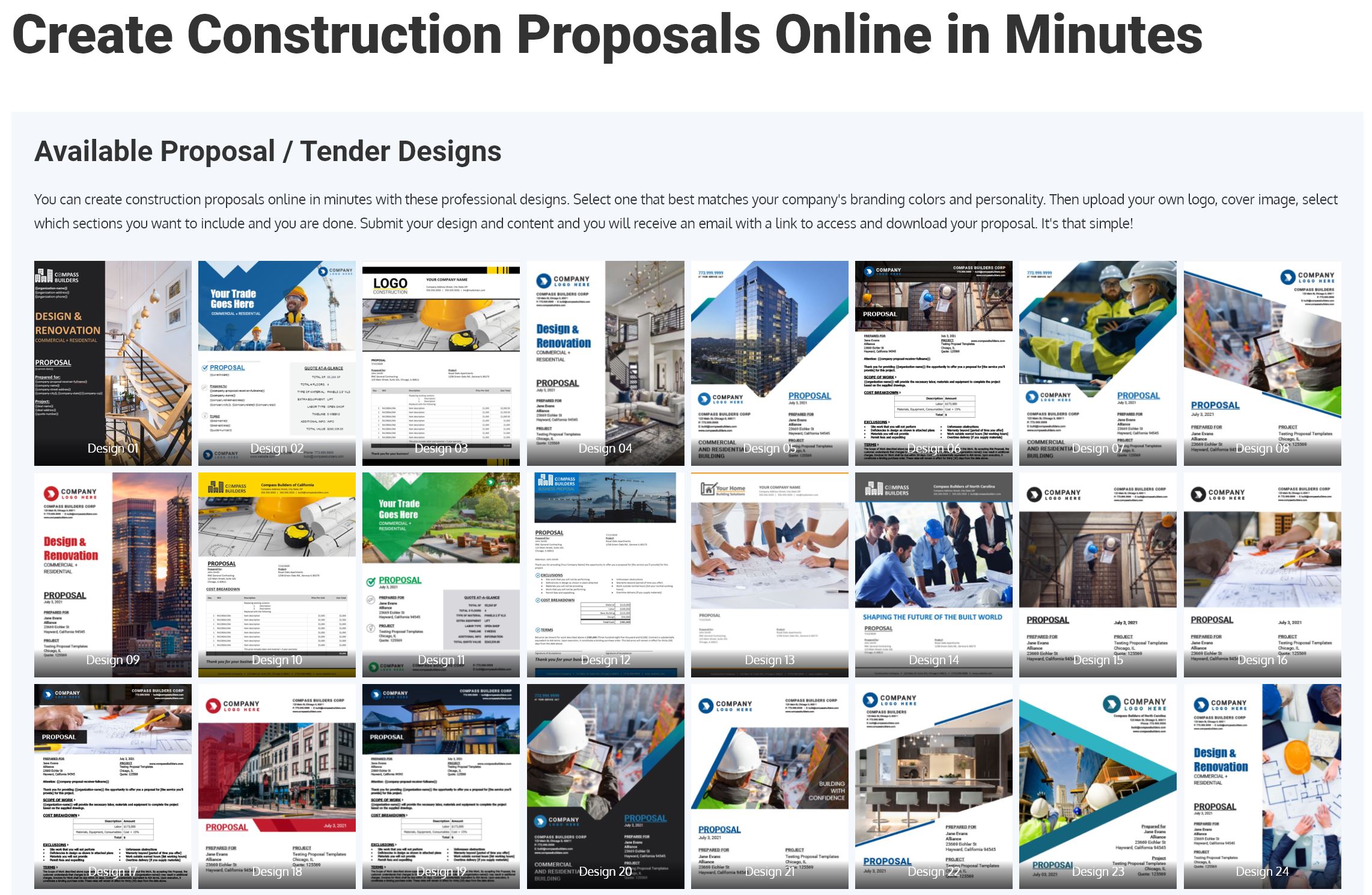Create Construction Proposals Online in Minutes
