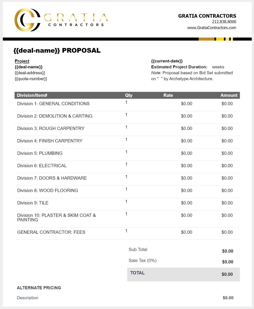 New Cost Table Format with Quantity and Price for iDeal Proposal Generator - Release Notes September 2022