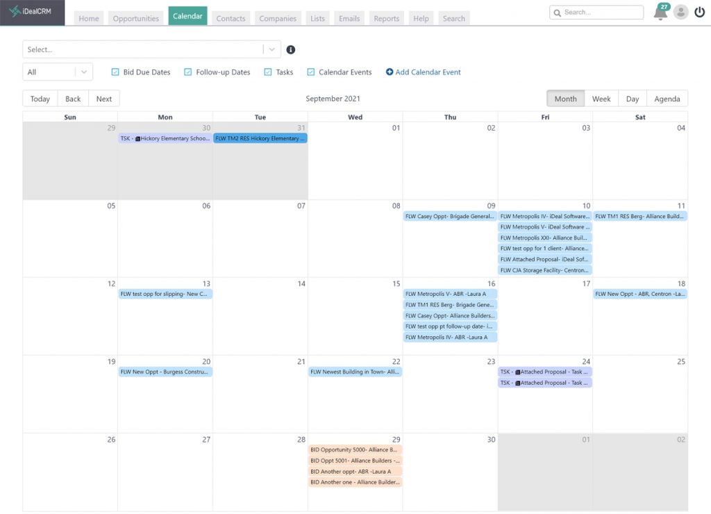 iDeal Construction Bid Calendar
